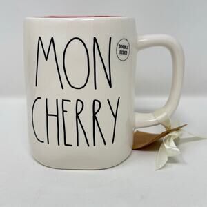 Rae Dunn Mon Cherry Double Sided Cherry Mug NWT Valentine Farmhouse Cottagecore‎